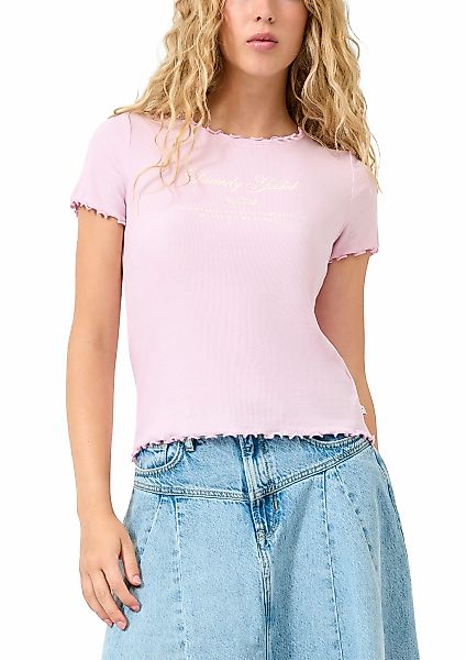 QS Kurzarmshirt mit Frontprint und gewellten Abschlüssen günstig online kaufen