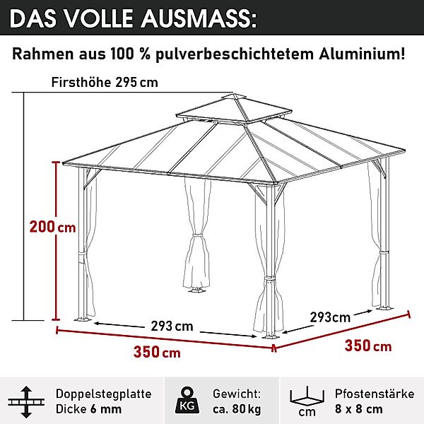 BRAST Pavillon Aluminium Pagode 3,5x3,5m viele günstig online kaufen