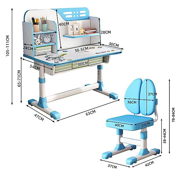 NUODWELL Kinderschreibtisch Schreibtisch und Stuhl-Set für Kinder,Kinderstu günstig online kaufen