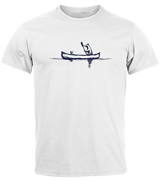 Neverless Print-Shirt Herren T-Shirt Bär Familie Kanu Outdoor Fashion Stree günstig online kaufen