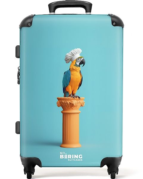 NoBoringSuitcases.com© Hartschalen-Trolley Papagei mit Kochmütze auf günstig online kaufen