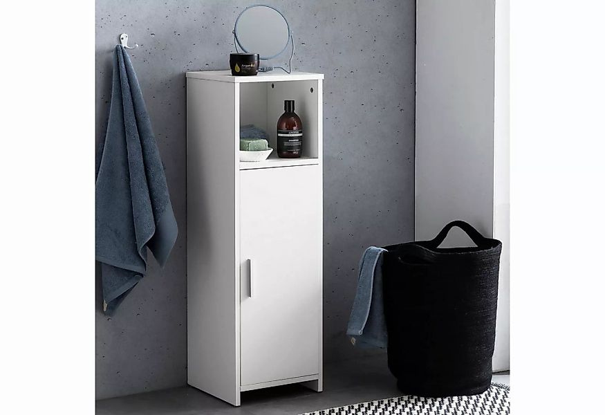 FINEBUY Midischrank FB51511 (30 x 95,5 x 30 cm Weiß Holz mit Tür und Ablage günstig online kaufen