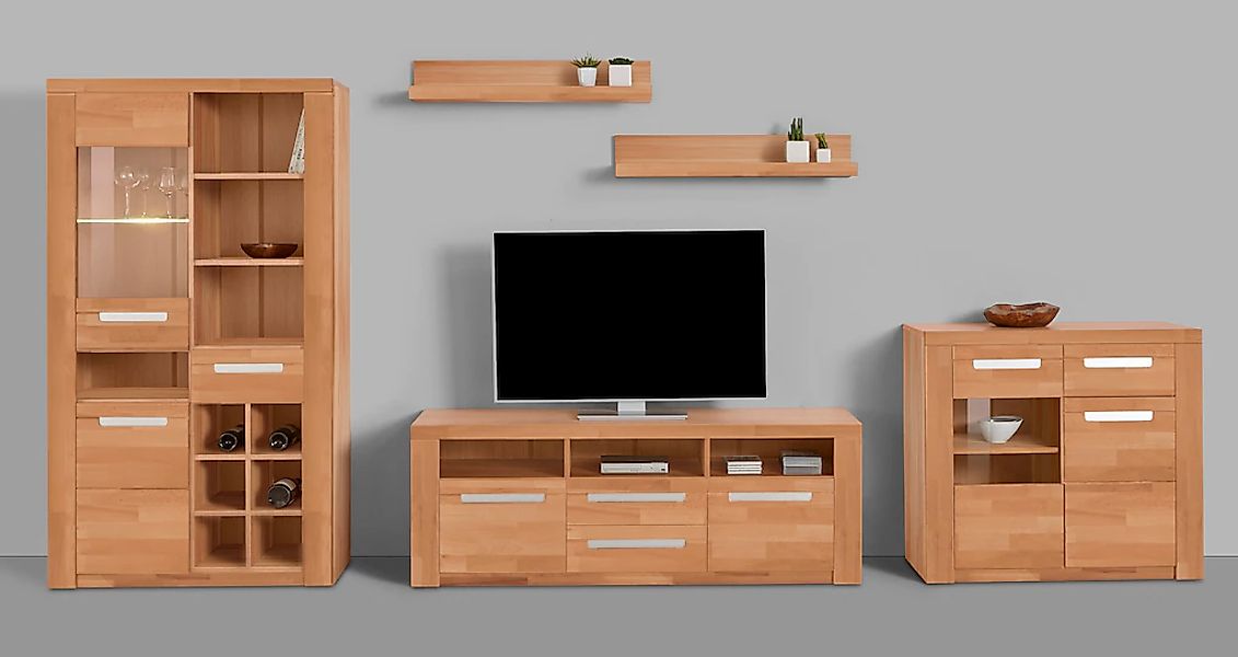 Home affaire Wohnwand "Kolding" Set, 5 Stk. tlg. teilmassives Holz günstig online kaufen