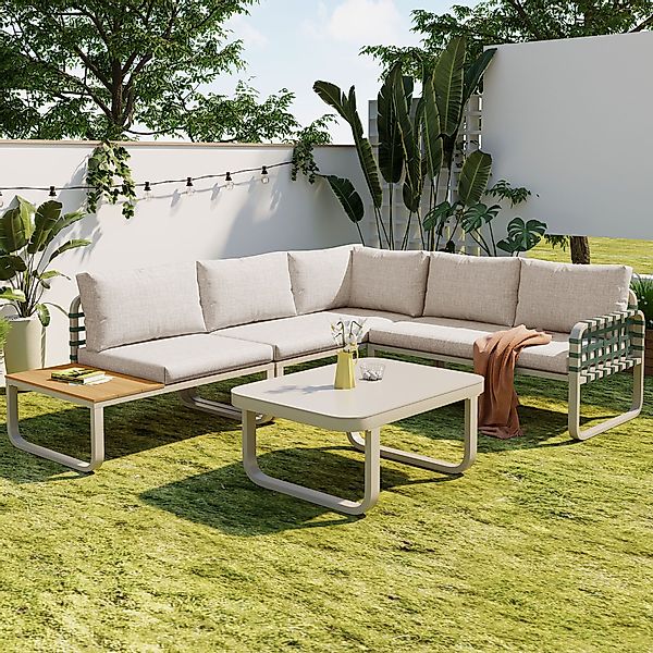 Merax Gartenlounge-Set aus Leder-Rattan, (Einzelsofa mit günstig online kaufen