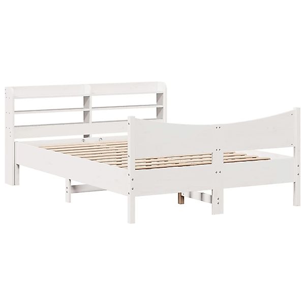 vidaXL Massivholzbett mit Kopfteil Weiß 135x190 cm Kiefer 3307060 günstig online kaufen