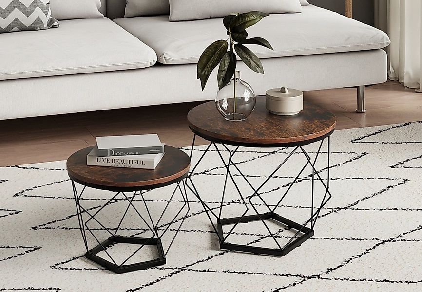 Home Collective Couchtisch Set, Wohnzimmertisch, Rund Tisch, mit modernem M günstig online kaufen
