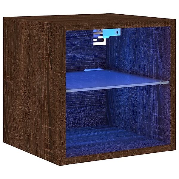 vidaXL Hängeschrank Hängeschrank Wandschrank mit LED Leuchten Braun Eichen- günstig online kaufen