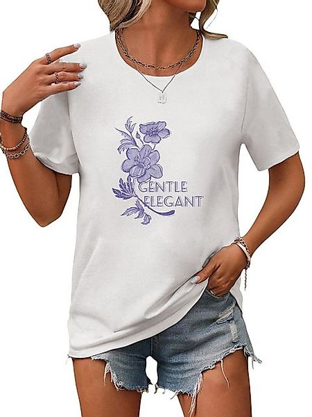 PYL Kurzarmbluse Damen Bequemes Sommer Casual Kurzarmshirt mit Blumen Druck günstig online kaufen