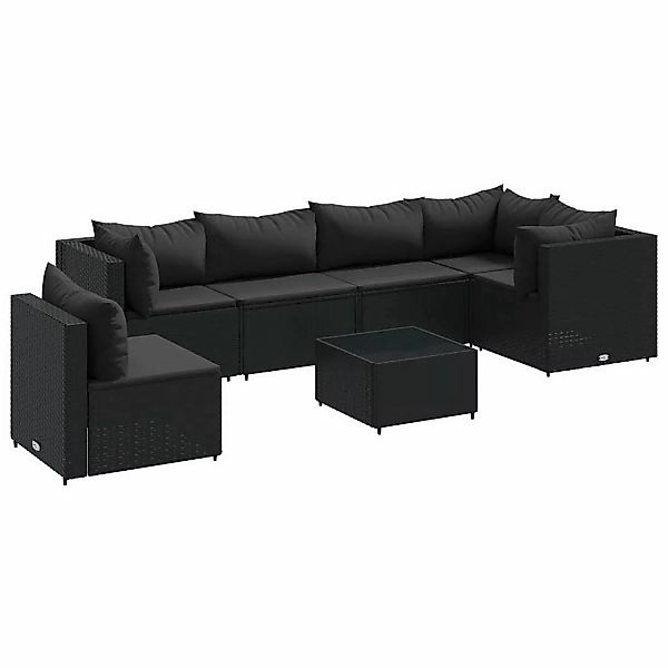 vidaXL 7-tlg Garten-Lounge-Set mit Kissen Schwarz Poly Rattan Modell 38 günstig online kaufen