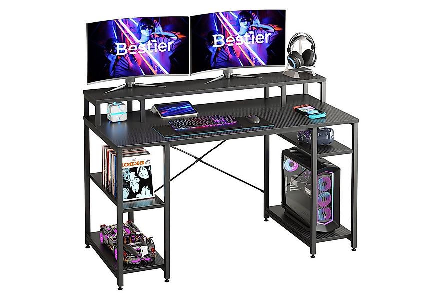 Bestier Schreibtisch Computertisch mit Regal und Monitorständer (140 x60 x günstig online kaufen