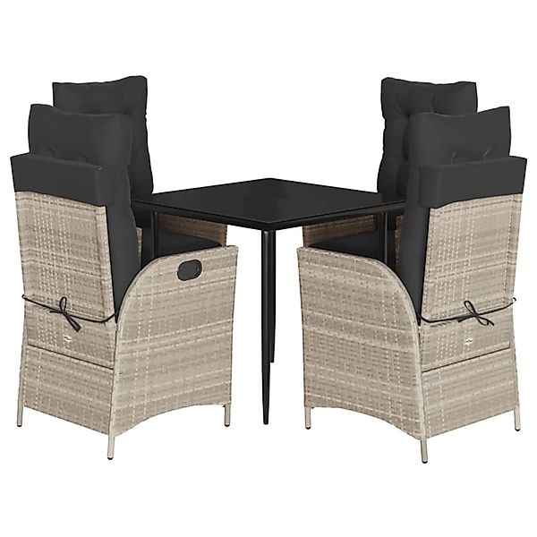 vidaXL 5-Tlg Garten-Essgruppe mit Kissen Hellgrau Poly Rattan 3213463 günstig online kaufen