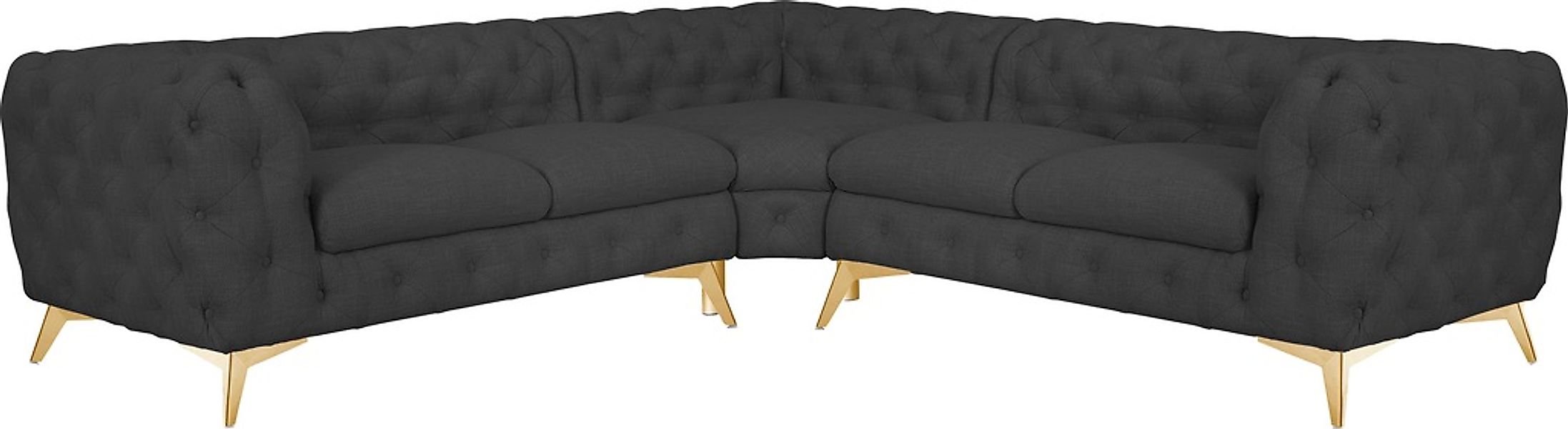 Leonique Chesterfield-Sofa "Ecksofa GLYNIS L-Form mit Wellenunterfederung, günstig online kaufen