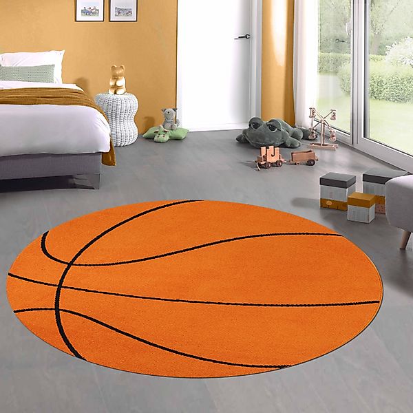 Carpetia Kinderteppich Runder Basketball-Teppich Sportliches Design günstig online kaufen