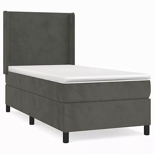 furnicato Bett Boxspringbett mit Matratze Dunkelgrau 100x200 cm Samt (1-tlg günstig online kaufen