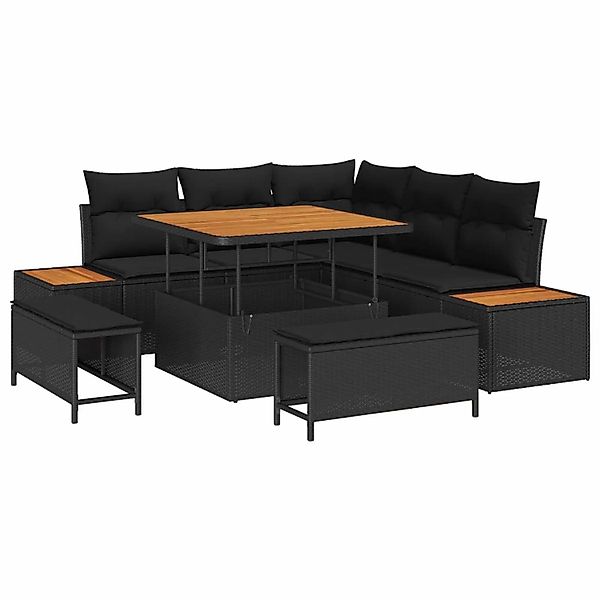 vidaXL Gartensofa-Set mit Kissen 8 Stk Schwarz Poly Rattan 3364854 günstig online kaufen