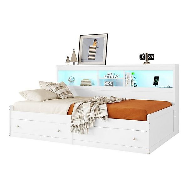 Rutaqian Daybett Schlafsofa Tagesbett Einzelbett 90×200 cm, mit 2 Schublade günstig online kaufen
