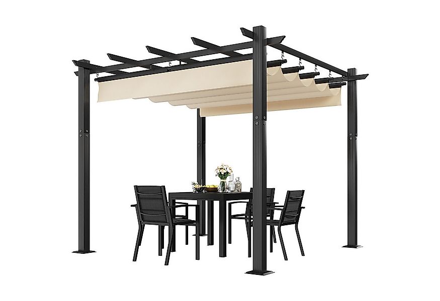 GUNJI Pergola 3x3/3x4m Gartenpavillon, Pergola UV-geschütztes Aluminiumgest günstig online kaufen
