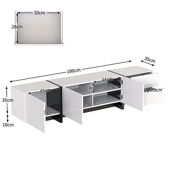 Celya TV-Schrank Essgruppe TV-Schrank,mit Türen und Schubladen mit farbbloc günstig online kaufen