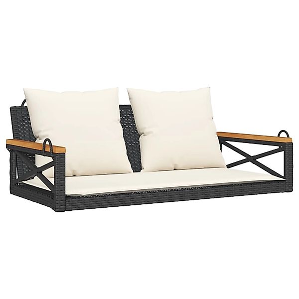 furnicato Hängebank mit Kissen Schwarz 109x62x40 cm Poly Rattan günstig online kaufen