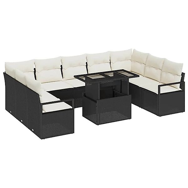 vidaXL Garten-Sofa-Set mit Speicher 10-Tlg Schwarz Poly Rattan 3357620 günstig online kaufen