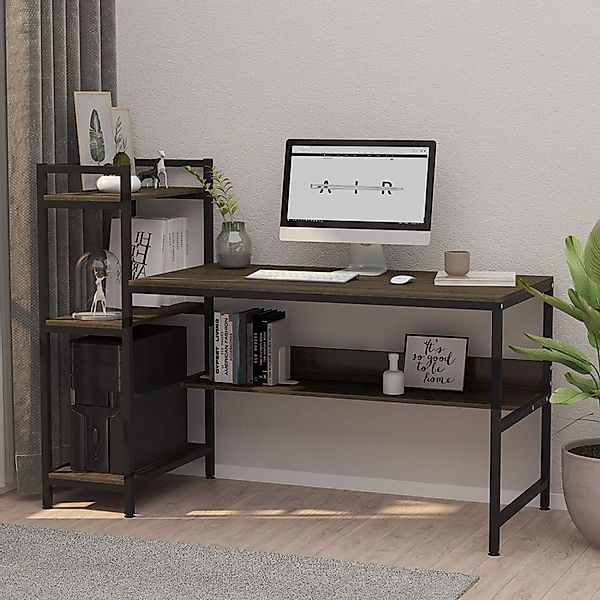 NAIMP Computertisch Schreibtisch mit Ablage Bürotisch günstig online kaufen