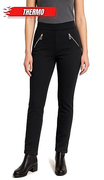 dy_mode Thermohose Damen Thermohose Schwarz gefütterte Winterhose Mid Waist günstig online kaufen