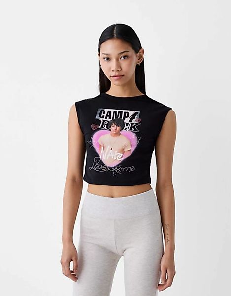 Bershka T-Shirt Camp Rock Mit Kurzen Ärmeln Damen L Schwarz günstig online kaufen
