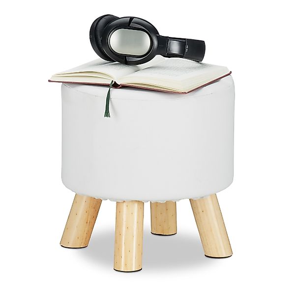 relaxdays Hocker Kunstled, Weiß günstig online kaufen