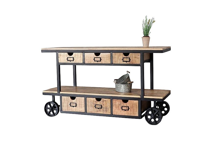 baario Konsolentisch Konsole ENZO Rollen, Industrial massiv Anrichte Vintag günstig online kaufen