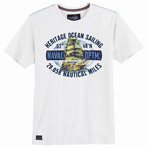 redfield Rundhalsshirt Große Größen Herren T-Shirt weiß Print Naval DPTM Re günstig online kaufen