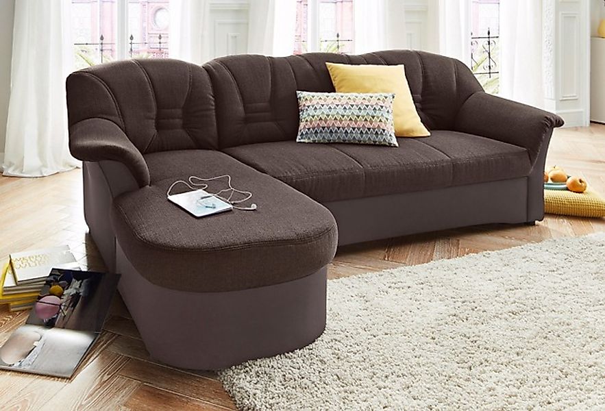 DOMO collection Ecksofa »Elva, zeitlose Formensprache, elegante Rückenstepp günstig online kaufen