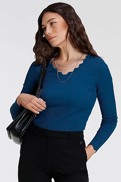 Laura Scott V-Ausschnitt-Pullover, mit femininer Wellenkante günstig online kaufen