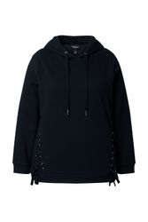 Ulla Popken Sweatshirt Hoodie Zierschnürung Kapuze günstig online kaufen