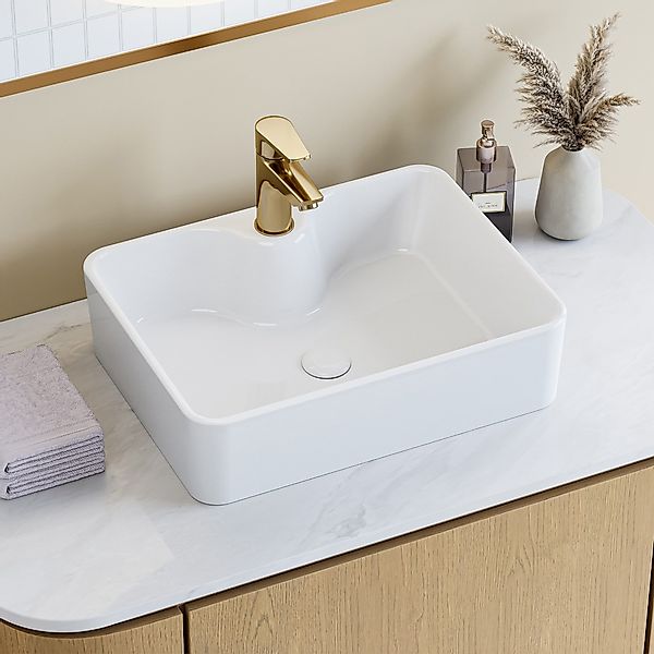 HOROW Aufsatzwaschbecken Waschbecken Waschtisch Keramik Rechteckig günstig online kaufen