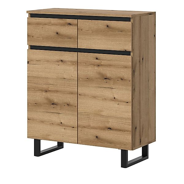 Inn.Furn Kommode in Eiche und Schwarz 80 x 99 cm Gelia günstig online kaufen