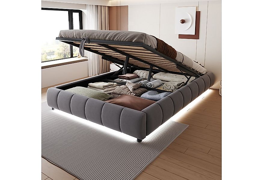 Flieks Polsterbett, Hydraulisches Stauraumbett 140x200cm ohne Kopfteil mit günstig online kaufen