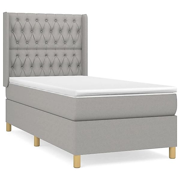 vidaXL Boxspringbett mit Matratze Hellgrau 90x200 cm Stoff1379452 günstig online kaufen