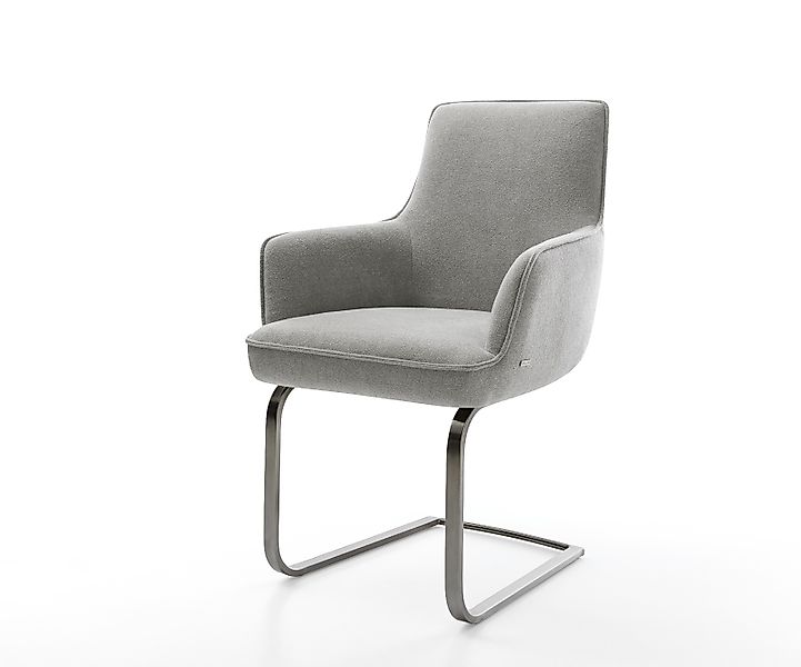 Freischwinger Heira-Flex mit Armlehnen Strukturstoff Soft Grau Freischwinge günstig online kaufen