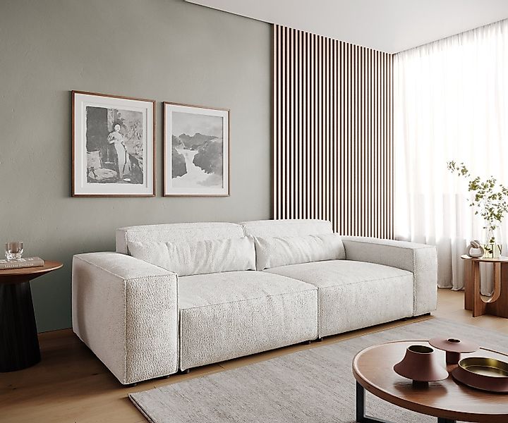 DELIFE Big-Sofa Sirpio, Bouclé Creme-Weiß 230x95 günstig online kaufen