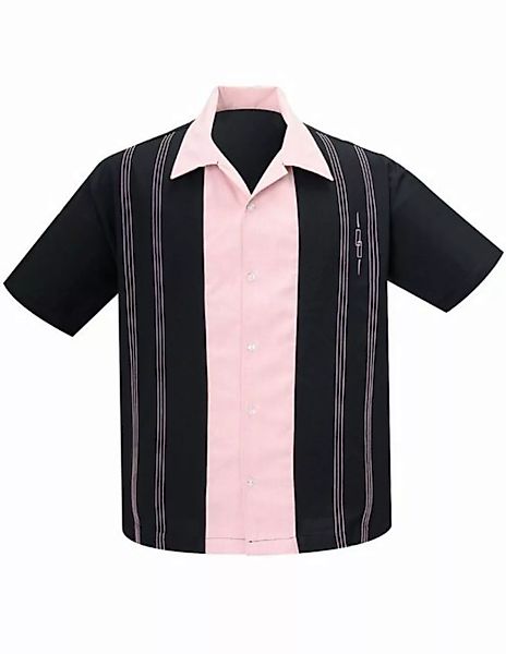 Steady Clothing Kurzarmhemd The Harper Black Pink Retro Vintage Bowling Shi günstig online kaufen