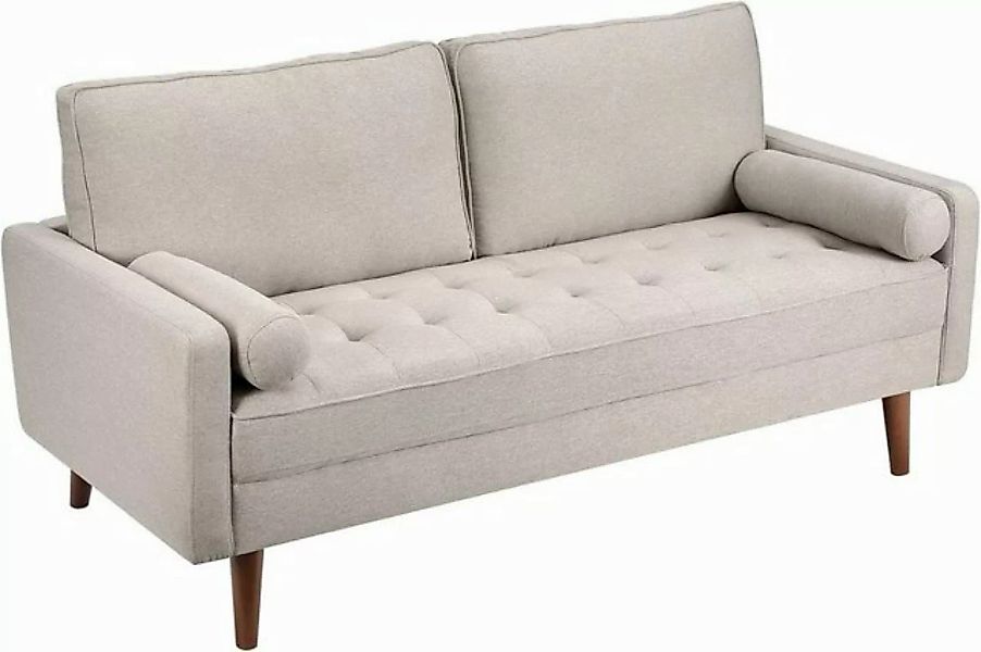 Vesgantti Sofa 2 Sitzer Sofa, Leinenstoff Couch 2 Wurfkissen m. Armlehne 17 günstig online kaufen