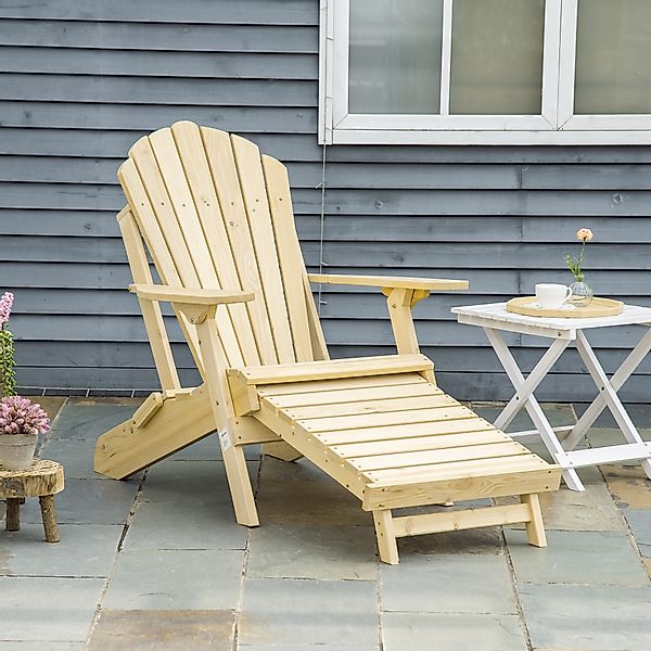 Outsunny Adirondack Gartenstuhl klappbar mit Fußstütze 78 x 140 x 94 cm aus günstig online kaufen