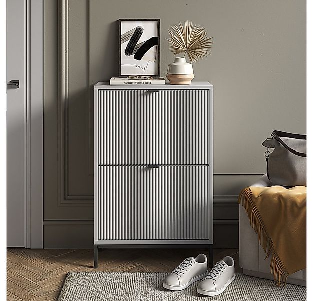 Vicco Schuhkipper Eliza, Grau, 60 x 92 cm mit 2 Klappschubladen (1 St) günstig online kaufen