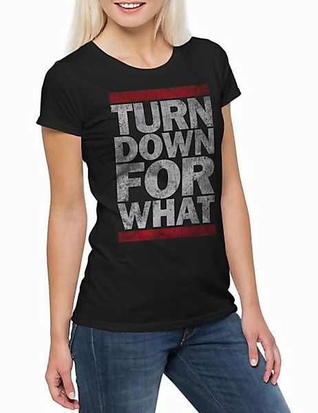 Urban Backwoods Print-Shirt Turn Down For What Damen T-Shirt Geek Nerd Musi günstig online kaufen