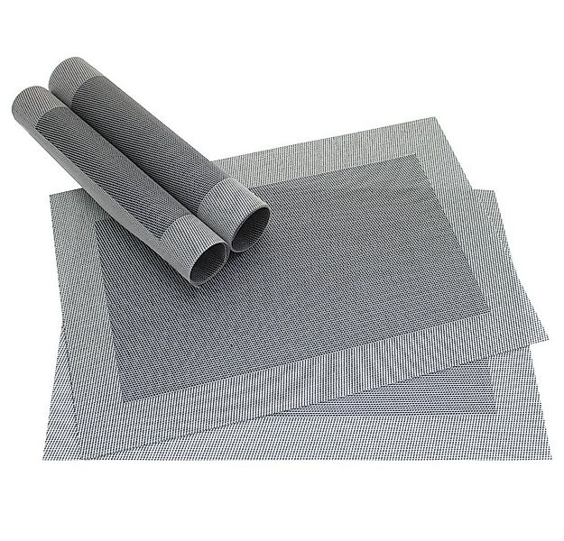 matches21 HOME & HOBBY Platzset Tischset BORDA 4er silber schwarz Tischunte günstig online kaufen
