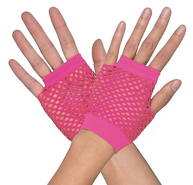 Boland Kostüm Netzhandschuhe 80er Jahre pink - Fasching Karneval, Fingerlos günstig online kaufen
