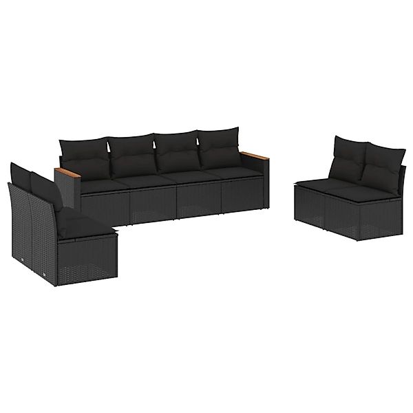 vidaXL 8-tlg Garten-Sofagarnitur mit Kissen Schwarz Poly Rattan Modell 223 günstig online kaufen