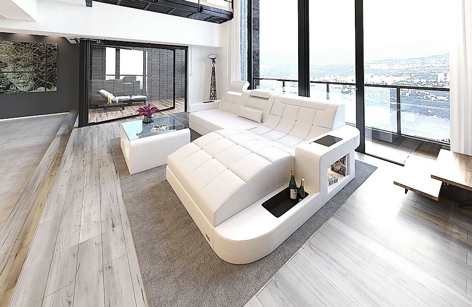 Sofa Dreams Ecksofa Sofa Leder Ledercouch Wave L Form Ledersofa, Couch günstig online kaufen
