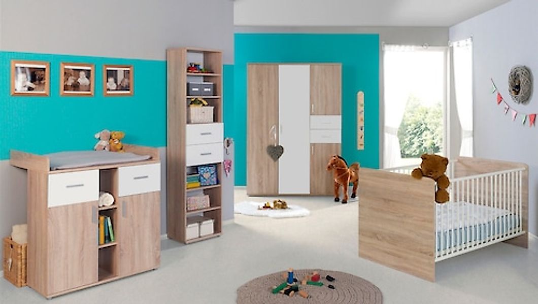 BMG Möbel Babyzimmer-Komplettset "Maxim", (Set, 4 St., Bett + Wickelkommode günstig online kaufen
