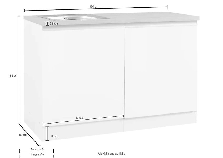 HELD MÖBEL Spülenschrank "Ohio", Breite 120 cm, mit Tür/Sockel für Geschirr günstig online kaufen